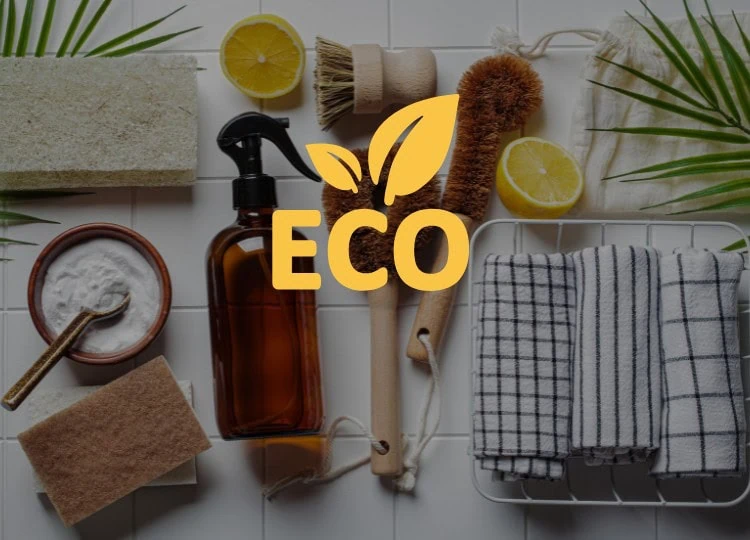 Eco-friendly cleaning products and tools promoting green home cleaning solutions by Hellamaid across the USA.